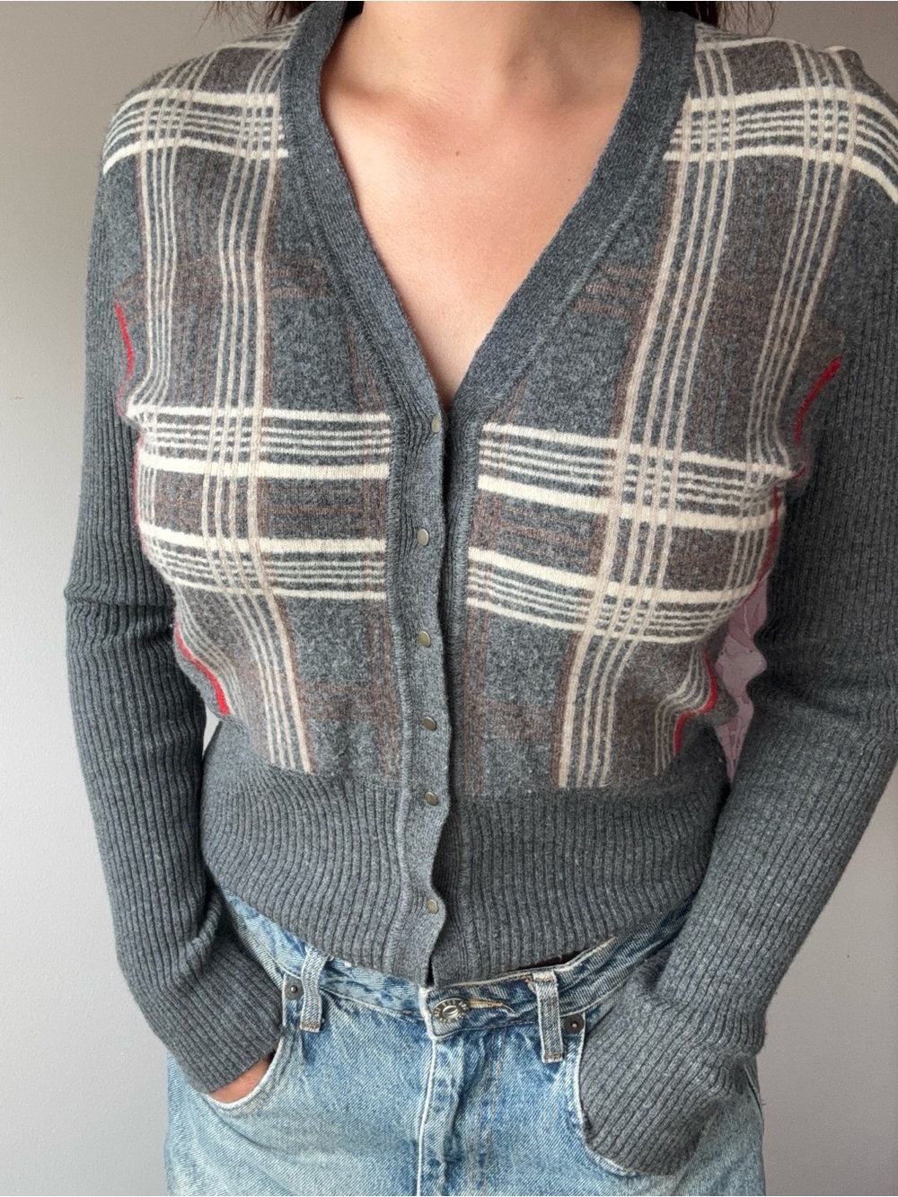 Vintage Rivamonti Wool Alpaca Silk Blend Plaid Cardigan – Made in Italy - Picture 10 of 11